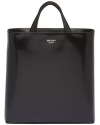 Prada - Brushed Leather Tote With Water Bottle - Lyst