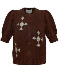 Munthe - Vocca Crystal-Embellished Puff-Sleeve Cardigan - Lyst