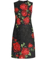 Dolce & Gabbana - Rose-Print Brocade Dress - Lyst