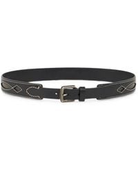 Etro - Leather Belt With Cut-Outs And Topstitching - Lyst