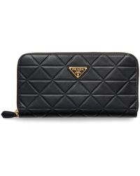 Prada - Large Triangle-Motif Leather Wallet - Lyst