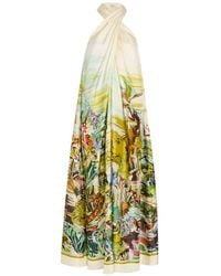 ALÉMAIS - Jungle Boogie Halterneck Silk Maxi Dress - Lyst