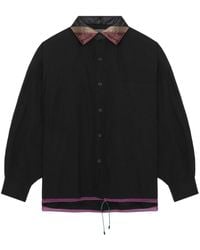 Kolor - Striped-collar Cotton Shirt - Lyst