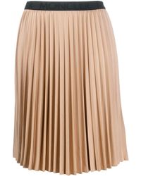 Moncler Jupe plissée à bande logo - Marron