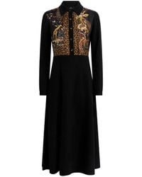 Etro - Midi-Blousejurk Van Wol En Kasjmier Met Dieren En Paisley-Print - Lyst
