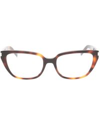 Saint Laurent - Tortoiseshell-Effect Cat-Eye Glasses - Lyst