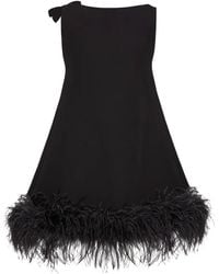 Valentino Garavani - Robe Mi-Longue À Détail De Plumes - Lyst