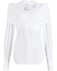 Patou - Blusa con diseño cruzado de popelina - Lyst