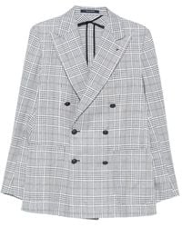 Tagliatore - Double-Breasted Plaid Blazer - Lyst