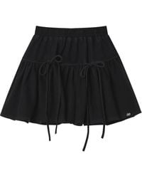 Mini Cream - Tiered Tie Mini Skirt - Lyst