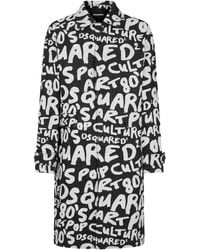 DSquared² - Logo-Print Single-Breasted Coat - Lyst