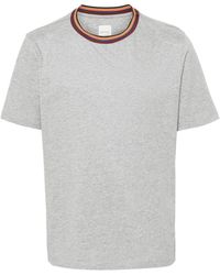 Paul Smith - T-shirt Met Gestreepte Afwerking Van Biologisch Katoen - Lyst