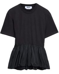 MSGM - T-Shirt Met Ruches - Lyst