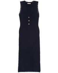 Twinset - Crochet-Knit Button-Detail Midi Dress - Lyst