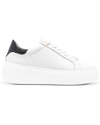 Twinset - Contrasting-Heel Leather Sneakers - Lyst