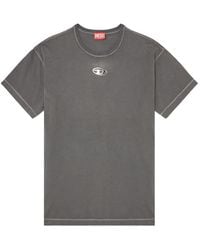 DIESEL - Katoenen T-Shirt Met Metallic Oval D-Logo - Lyst