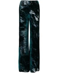 Alberta Ferretti - High-Waisted Devoré-Finish Velvet Trousers - Lyst