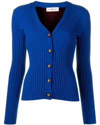 Tory Burch - Ribbed-knit Button-up Cardigan - Lyst