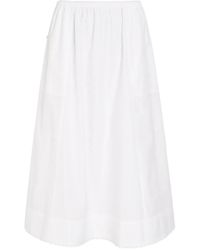 Vince - Scallop Elasticated-Waistband Scalloped-Hem Midi Skirt - Lyst