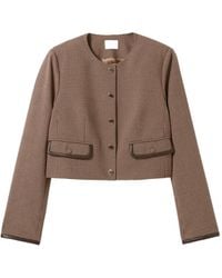 Claudie Pierlot - Giacca Crop Con Motivo Pied-De-Poule - Lyst