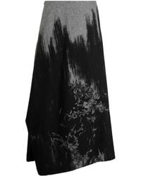 Y's Yohji Yamamoto - Jupe Drapée À Motif Abstrait - Lyst