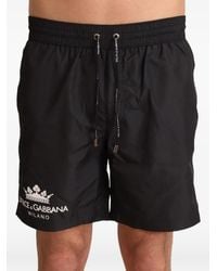 Dolce & Gabbana - Logo-Print Drawstring Swim Shorts - Lyst