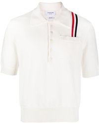 Thom Browne - Rwb Stripe Knitted Polo Shirt - Lyst