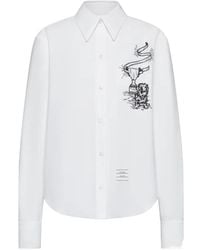 Thom Browne - Pencil Stitch Hector Trophy Embroidery Shirt - Lyst
