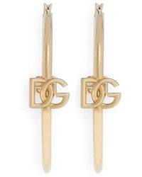 Dolce & Gabbana - Dg Logo-charm Hoop Earrings - Lyst