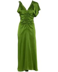 Victoria Beckham - Abito Midi Asimmetrico Con Ruches - Lyst