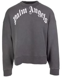 Palm Angels - Curved Logo Crew-Neck Sweatshirt - Lyst