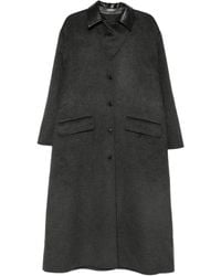 Nanushka - Leather-Collar Wool Coat - Lyst