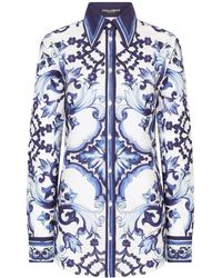 Dolce & Gabbana - Popeline Shirt Met Print - Lyst