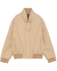 Gucci - Gg Cotton Canvas Fabric Zip Jacket - Lyst