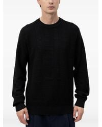 HUGO - Pull En Maille Gaufrée À Col Rond - Lyst