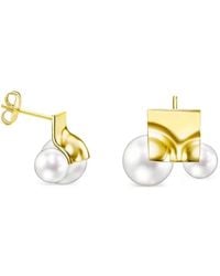 Tasaki - 18K M/G Square Leaf Pearls Earrings - Lyst