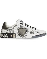Dolce & Gabbana - Portofino Embellished Heart-Patch Low-Top Sneakers - Lyst