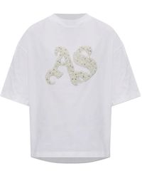 AllSaints - Icon Amelie Faux-Pearl Embellished T-Shirt - Lyst