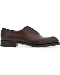 Ferragamo - Almond-Toe Leather Oxford Shoes - Lyst