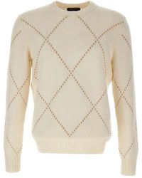 Gran Sasso - Diamond-pattern Crew-neck Sweater - Lyst