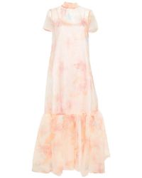 STAUD - Calluna Semi-Doorzichtige Maxi-Jurk Met Bloemenprint - Lyst