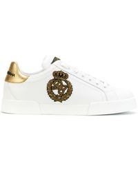 Dolce & Gabbana - Portofino Crown-Patch Leather Sneakers - Lyst