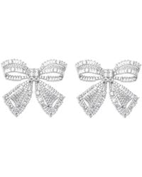 Self-Portrait - Crystal-Embellished Bow Earrings - Lyst