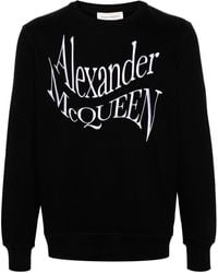 Alexander McQueen - Alexander Mc Queen Black Crewneck Sweatshirt With Distorted Logo - Lyst