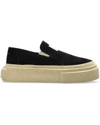 MM6 by Maison Martin Margiela - ブラック スエード プラットフォーム スリッポンスニーカー - Lyst