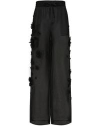Dolce & Gabbana - Floral-Appliqué Silk Trousers - Lyst