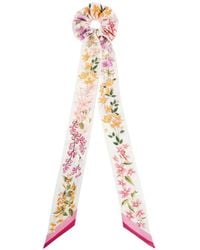 Ferragamo - Spring-Print Silk Scrunchie With Mini Bandeau - Lyst