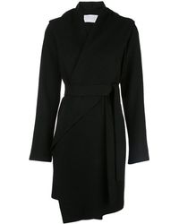 Harris Wharf London Manteau ceinturé à design portefeuille - Noir