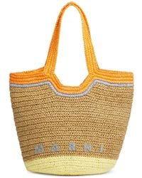 Marni - Raffia Logo Shoulder Bag - Lyst