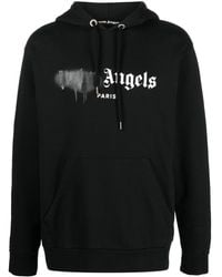 Palm Angels - Schwarzer Kapuzenpullover Mit Aufgesprühtem Logo Von Paris - Lyst